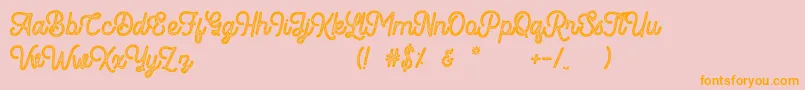 Romedhal Script Stamp Font – Orange Fonts on Pink Background