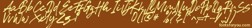 Romeo Fans Font – Yellow Fonts on Brown Background