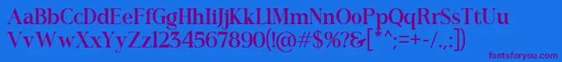 Romerio-Schriftart – Violette Schriften auf blauem Hintergrund