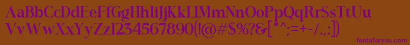 Romerio-Schriftart – Violette Schriften auf braunem Hintergrund