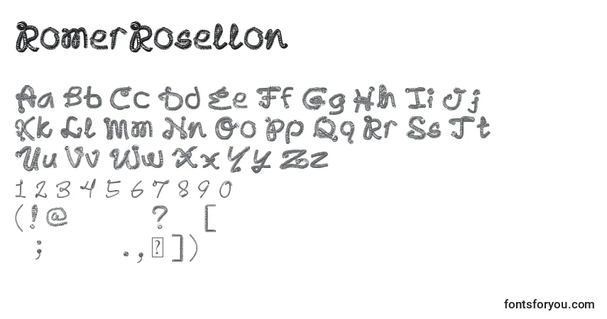 A fonte RomerRosellon (139087) – alfabeto, números, caracteres especiais