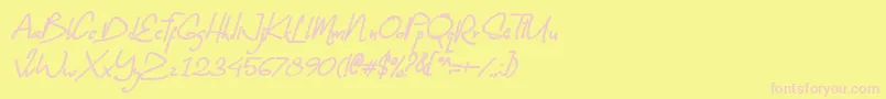 Romi Diorama-Schriftart – Rosa Schriften auf gelbem Hintergrund