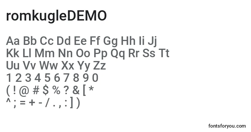 RomkugleDEMO (139089)フォント–アルファベット、数字、特殊文字