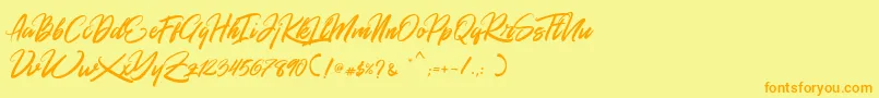 Rommantis Font – Orange Fonts on Yellow Background