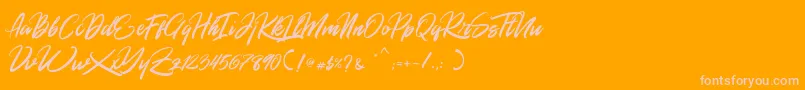 Rommantis Font – Pink Fonts on Orange Background