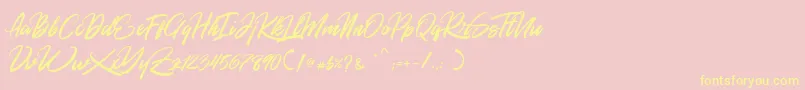 Rommantis Font – Yellow Fonts on Pink Background