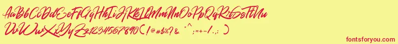 Rommantis Font – Red Fonts on Yellow Background