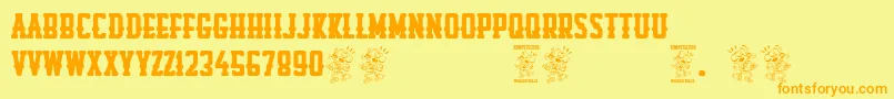 Rompetechos Font – Orange Fonts on Yellow Background