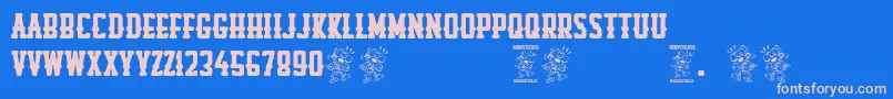 Rompetechos Font – Pink Fonts on Blue Background