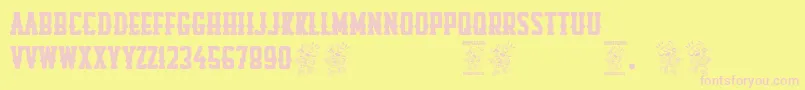 Rompetechos Font – Pink Fonts on Yellow Background