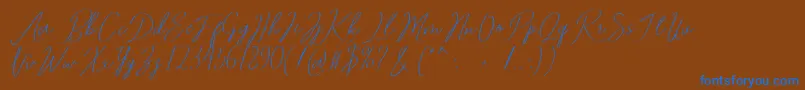 Romtthing Free-Schriftart – Blaue Schriften auf braunem Hintergrund