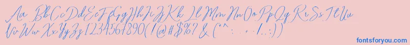 Romtthing Free-fontti – siniset fontit vaaleanpunaisella taustalla