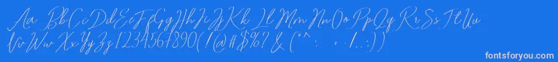 Romtthing Free-Schriftart – Rosa Schriften auf blauem Hintergrund