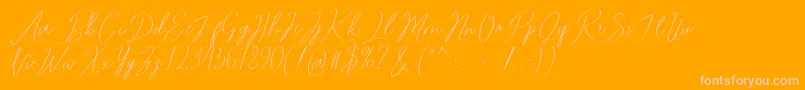 Fonte Romtthing Free – fontes rosa em um fundo laranja