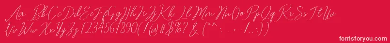 Fonte Romtthing Free – fontes rosa em um fundo vermelho
