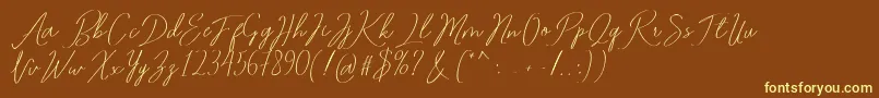 Romtthing Free-Schriftart – Gelbe Schriften auf braunem Hintergrund
