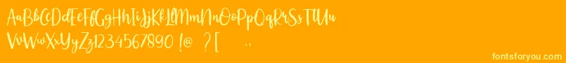 Romullus Demo-Schriftart – Gelbe Schriften auf orangefarbenem Hintergrund