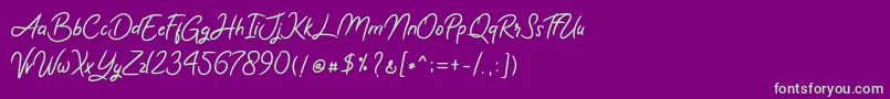 Romy  Jules Font – Green Fonts on Purple Background