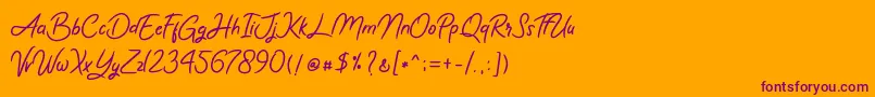 Шрифт Romy  Jules – фиолетовые шрифты на оранжевом фоне