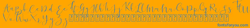 Ronhilli Free for personal use-Schriftart – Blaue Schriften auf orangefarbenem Hintergrund