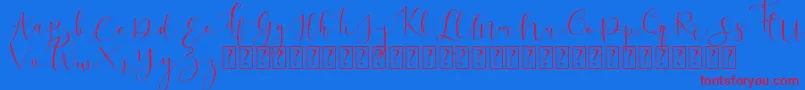 More about Ronhilli Free for personal use Font Ronhilli Free for personal use Font – Red Fonts on Blue Background