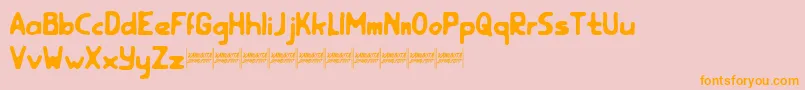 rootfeardemo-Schriftart – Orangefarbene Schriften auf rosa Hintergrund