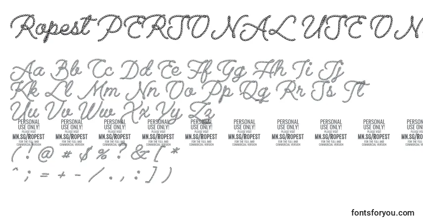 Ropest PERSONAL USE ONLY Font – alphabet, numbers, special characters