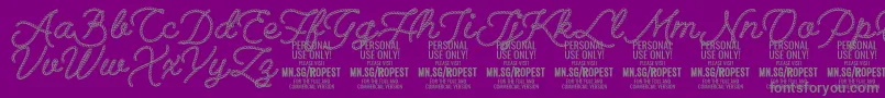 Fonte Ropest PERSONAL USE ONLY – fontes cinzas em um fundo violeta