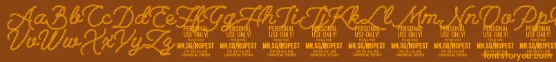 Ropest PERSONAL USE ONLY-Schriftart – Orangefarbene Schriften auf braunem Hintergrund