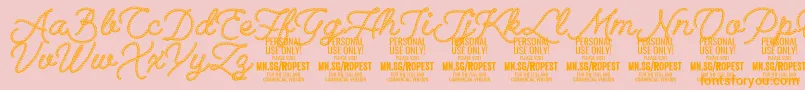 Ropest PERSONAL USE ONLY-Schriftart – Orangefarbene Schriften auf rosa Hintergrund