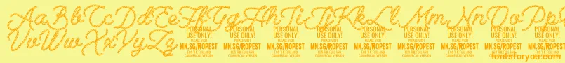 Fonte Ropest PERSONAL USE ONLY – fontes laranjas em um fundo amarelo