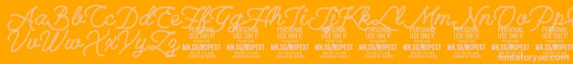 Ropest PERSONAL USE ONLY-Schriftart – Rosa Schriften auf orangefarbenem Hintergrund