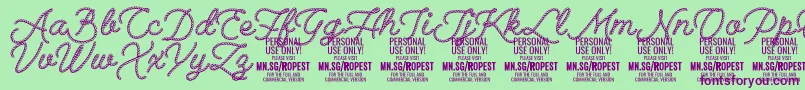 Ropest PERSONAL USE ONLY-Schriftart – Violette Schriften auf grünem Hintergrund