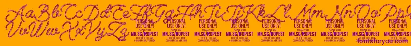 Ropest PERSONAL USE ONLY-fontti – violetit fontit oranssilla taustalla