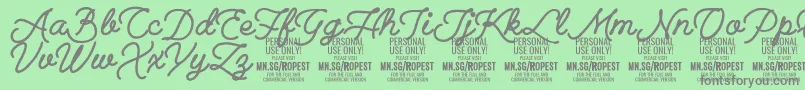 RopestBlack PERSONAL USE ONLY Font – Gray Fonts on Green Background