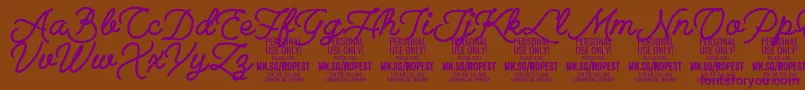 RopestBlack PERSONAL USE ONLY Font – Purple Fonts on Brown Background