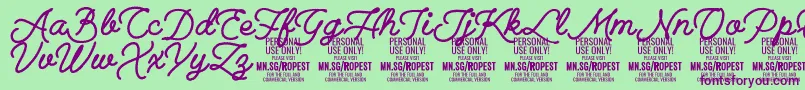 RopestBlack PERSONAL USE ONLY-fontti – violetit fontit vihreällä taustalla