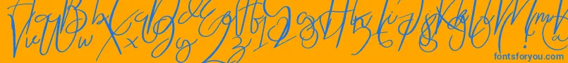 Rosalin-Schriftart – Blaue Schriften auf orangefarbenem Hintergrund