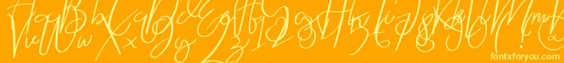 Rosalin-Schriftart – Gelbe Schriften auf orangefarbenem Hintergrund