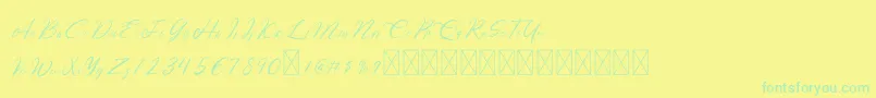 Rose Malow-fontti – vihreät fontit keltaisella taustalla
