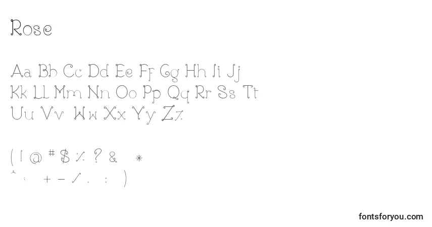 Шрифт Rose (139115) – алфавит, цифры, специальные символы