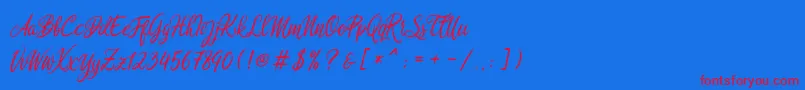 Rosedita freedemo-Schriftart – Rote Schriften auf blauem Hintergrund