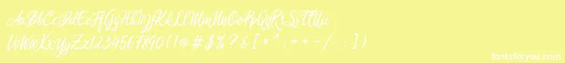 Rosedita freedemo-Schriftart – Weiße Schriften auf gelbem Hintergrund