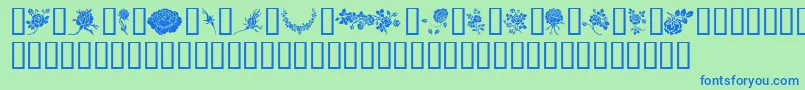 Czcionka Rosegarden – niebieskie czcionki na zielonym tle