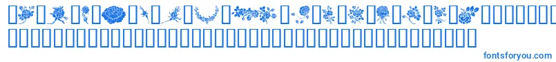 Czcionka Rosegarden – niebieskie czcionki na białym tle