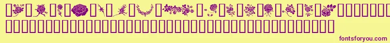 Czcionka Rosegarden – fioletowe czcionki na żółtym tle