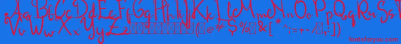 Roseline Script Font – Red Fonts on Blue Background