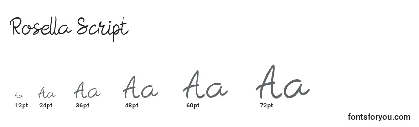Размеры шрифта Rosella Script