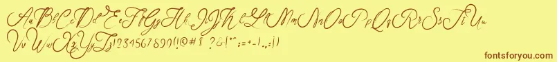 Шрифт Rosella – коричневые шрифты на жёлтом фоне