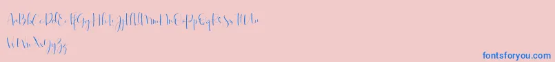 Roselyne-Schriftart – Blaue Schriften auf rosa Hintergrund